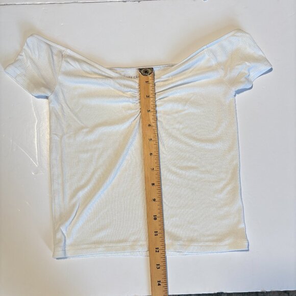 American Eagle Soft and Sexy Ribbed Cropped T-Shirt White Size Small - Picture 6 of 7